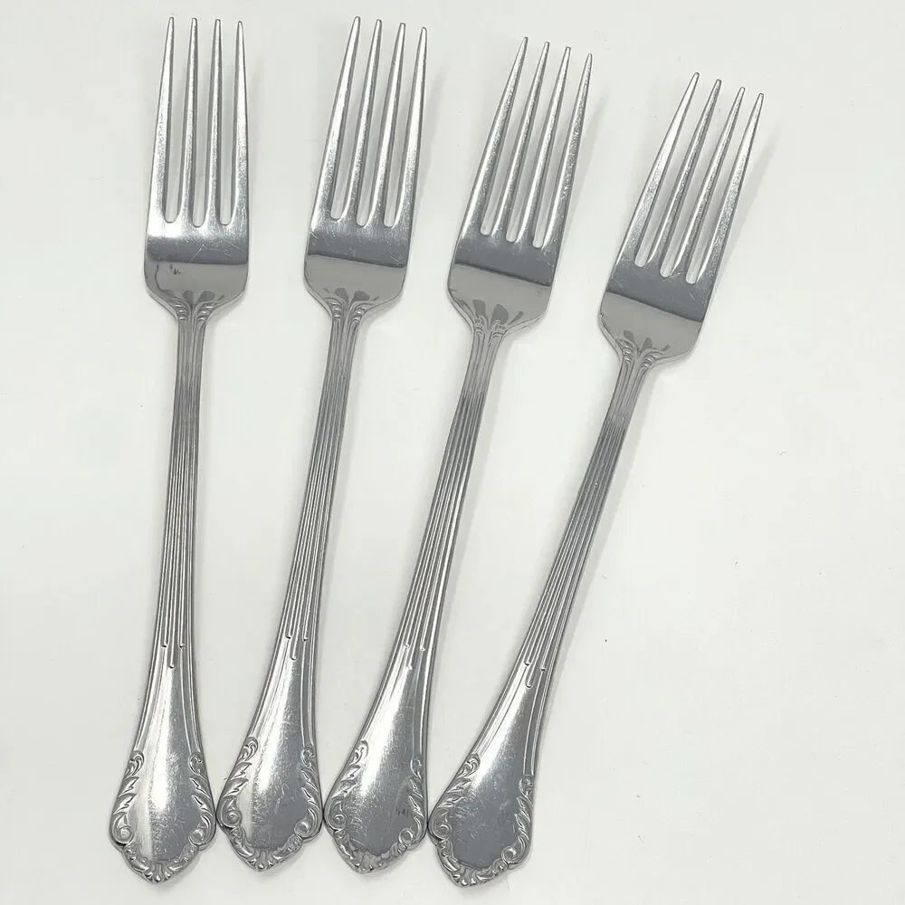 Reed & Barton VAUXHALL Stainless Glossy Set of 4 Dinner Place Forks 7.75